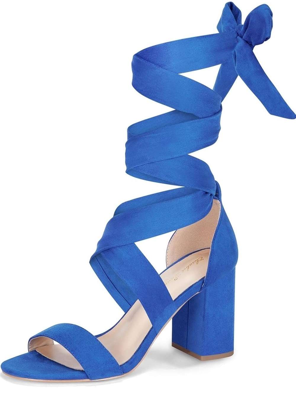 Women’s Blue Wrap-Ankle Block Heel Sandals